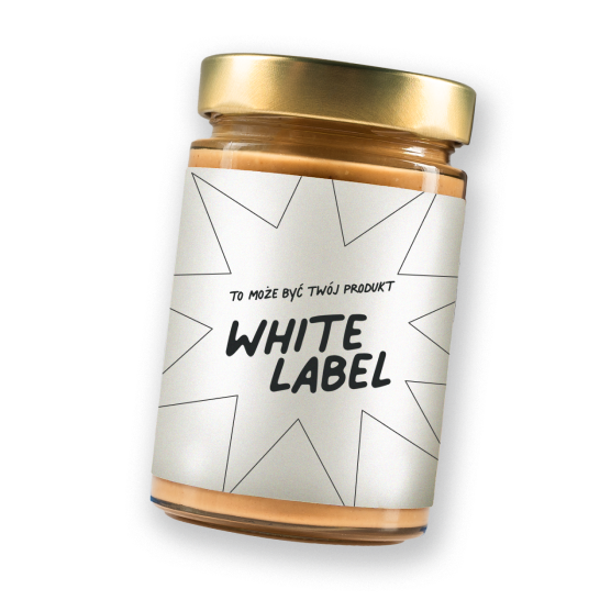 Szklany słoik przedstawiający możliwość stworzenia swojego produktu z własną etykietą tak zwane "White Label"